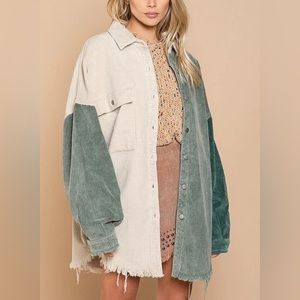 POL Colorblock Corduroy Jacket